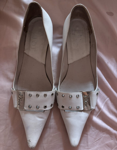 Dior white leather pointed - white,