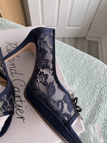 Navy lace peep toes - navy,