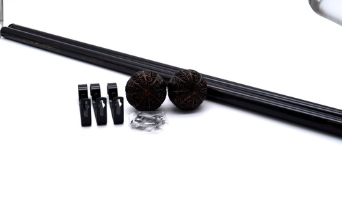 140cm black curtain - black, pole