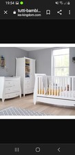 New Tutti Bambini lucas 3 piece room set white with cot bed changer & wardrobe 