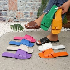 Womens Slide On Sandals Slippers Flat Summer Beach Shoes Ladies Walking Sandals
