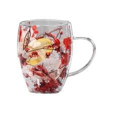 250/350/450ML Dried Flower Double Wall Layer Cup Coffee Mug Tea Insulated Glass