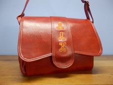 HILMAR of Manchester vintage sienna vinyl satchel style shoulder bag / handbag