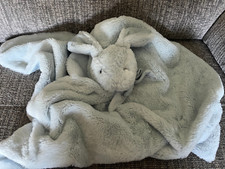 Mon Lapin Blue Oversize Large Bunny Rabbit Baby Comfort Blanket Comforter 30x30"