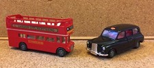 Vintage Die Cast London Sightseeing Red Bus Taxi Argos Motor Max Bundle Lot