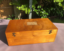 Vintage Table Top Wooden Card Index File Box - On His Majesty’s Service 1950s