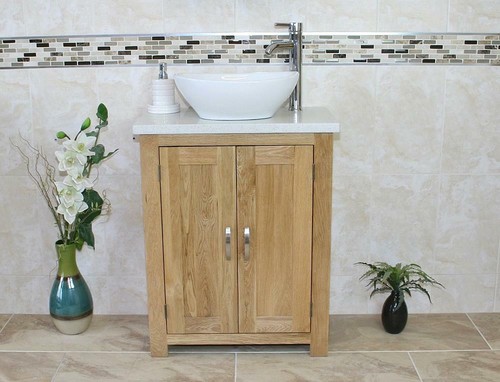 Solid oak bathroom vanity unit - solid,
