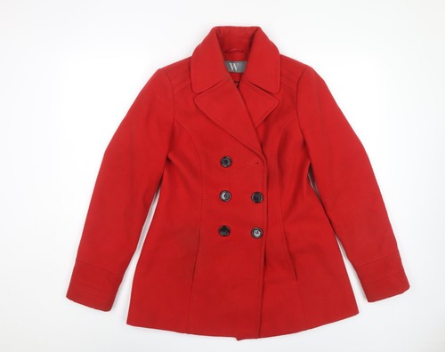 Bhs women red pea coat - red, size