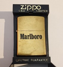 Vintage Marlboro Brass Zippo Lighter, circa 1992, With Commemorative Stamp