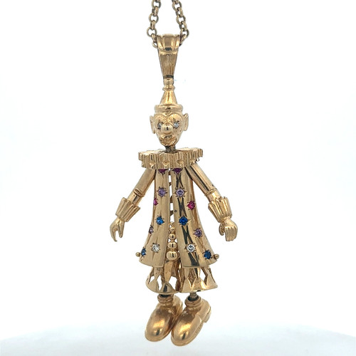9ct yellow gold clown - , pendant
