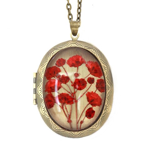 Handmade oval pressed flower - oval,