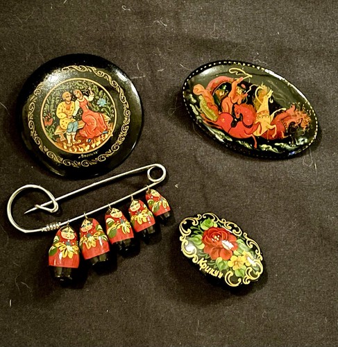 Vintage russian lacquer - lacquer, brooch
