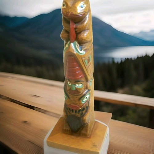Wooden totem pole hand carved - wooden,