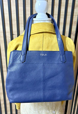 WOMENS TULA GENUINE SOFT LEATHER LARGE NAVY / BLUE HANDBAG SHOULDER BAG TOTE Y2K