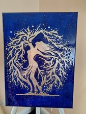 Sparkling Tree Of Life Woman Body Textured Wall Canvas Hanging For Any Room 