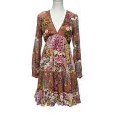Banjanan Dress Womens XS Extra Small Floral Patchwork Boho Long Sleeve Maxi