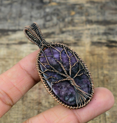 Charoite copper wire - copper, wrapped