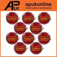 10 12V LED Round Rear Brake Tail Lights Lamp Tractor Trailer Stewart Mchale Bale