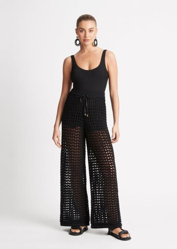Kimberly black wide leg mesh - black,
