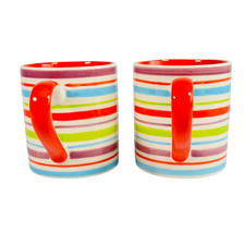 Whittard of Chelsea  Multi Colour Candy Stripe Hand Painted Mugs Set Of 2