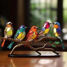 Stained Glass Birds On Branch