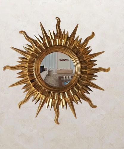 Wooden sun shaped mirror for - sun,