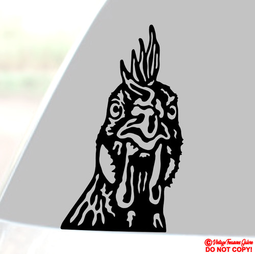Chicken face vinyl decal - chicken,