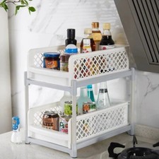 Under Shelf Kitchen Cabinet Storage Basket Slide Out Cupboard Drawer Unit