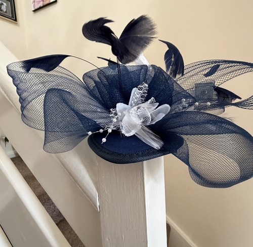 Navy blue fascinator hat - navy,