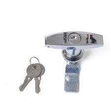 Garage Door T Handle Lock Tool Latch with 2 Keys CHROMED For Toolbox Cabinet