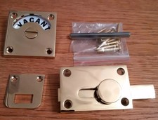 BRASS VACANT ENGAGED TOILET BATHROOM DOOR LOCK INDICATOR BOLT SLIDING RESTROOM  
