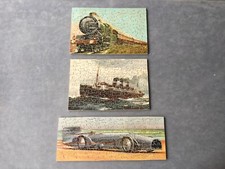 Vintage Three In One Jig-Saw Puzzles - Train, Ship and Bluebird Landspeed Car