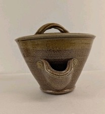 Rosemary Cochrane studio pottery saltglaze stoneware wall hanging bird feeder.