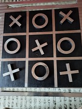 Solid Wood with metal TIC TAC TOE - Noughts and Crosses