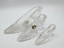 VINTAGE GEORGIAN CRYSTAL GLASS SLIPPER SHOE ORNAMENTS TUTBURY ENGLAND X3