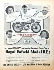 ROYAL ENFIELD 'Model R.E.' 125cc Motor Cycle Advert #3 - 1952 M/Cycle Print
