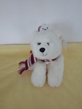 Daisy Chain Snow Friends Polar Bear soft toy with Baby on it's back.