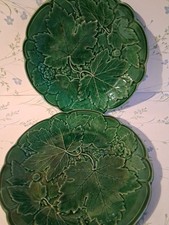 Majolica Green Plates Pair