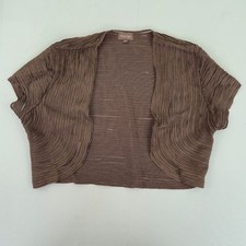 PHASE EIGHT Cardigan 10 Brown Women's Nylon Blend Short Sleeve Shrug
