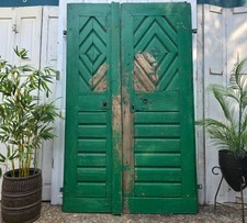 Antique 19th Century French Rustic Large Wooden Barn Chateau Shutters Doors