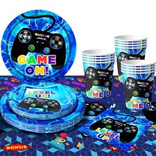 Video Game Party Decoration Gaming Birthday Supplies Plates Tableware Tablecloth