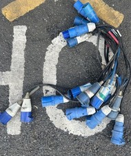 16A Splitter Cable 240V Caravan 2 Way Hook Up Y Piece 2 x 16 Amp Sock, lot of 6