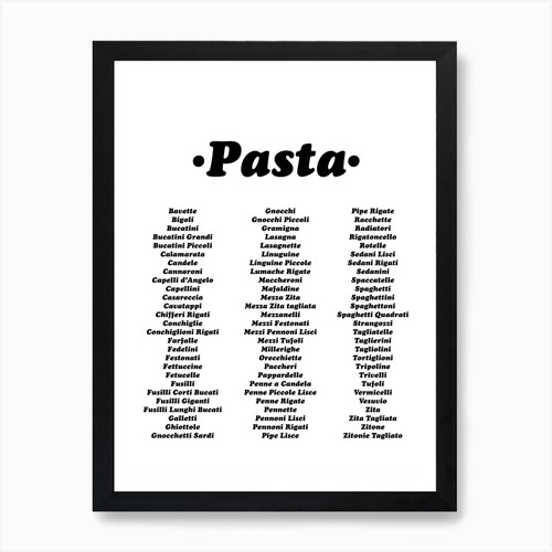 Types pasta black art - types,