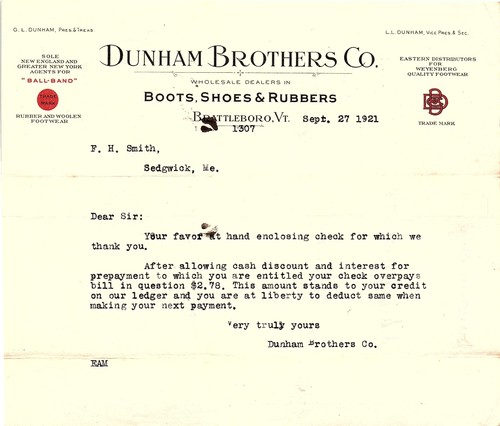 Vintage 1921 dunham bros - dunham,