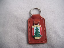 Vintage BUTLINS XMAS Souvenir Enamel leather keyring by GAUNT 1960s