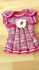 hand knit baby dress-newborn-pink/white chunky wool-shower party present