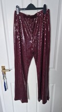 BNWT sequin trousers size 14, burgundy colour, elasticated waist