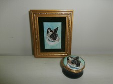 TOYE KENNING & SPENCER SIAMESE CAT FINE ENAMEL TRINKET PILL BOX & ENAMEL PLAQUE
