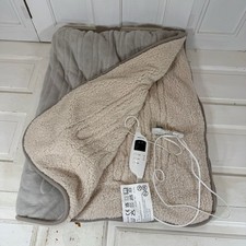 Monhouse Heated Throw Blanket 130x160cm  Sherpa Fleece Never Used Grey/Cream 