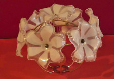 Vintage Ceiling Light Shade 70’s Acrylic White flowers bouquet metal frame